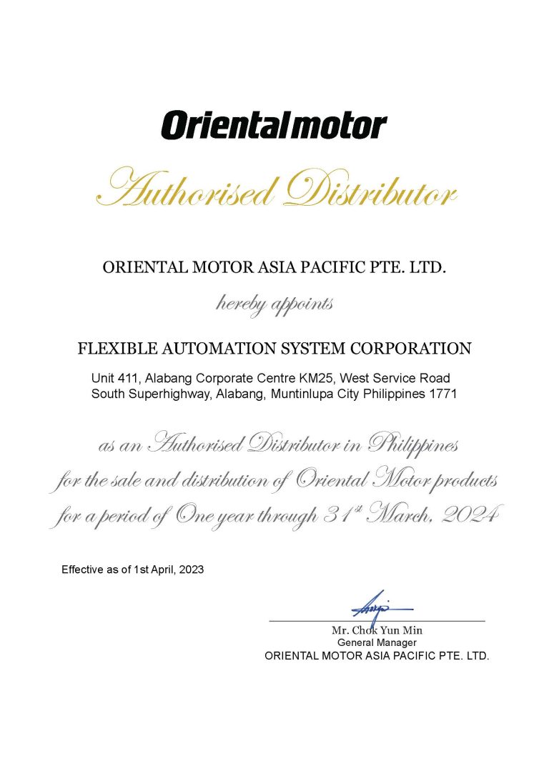 Oriental Motor PH Official Cert